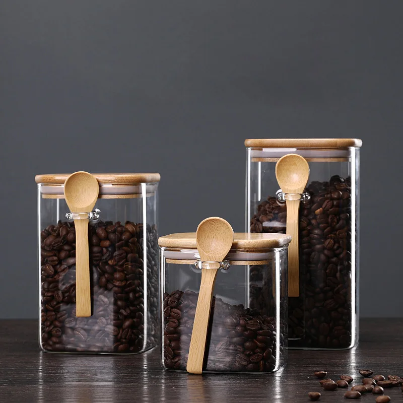 Transparent Glass Storage Containers with Bamboo Lids & Wooden Spoon Kitchen Storage Bottle for Flour Brown Sugar Tea Spice
Transparent Glass Storage Containers with Bamboo Lids & Wooden Spoon Kitchen Storage Bottle for Flour Brown Sugar Tea Spice