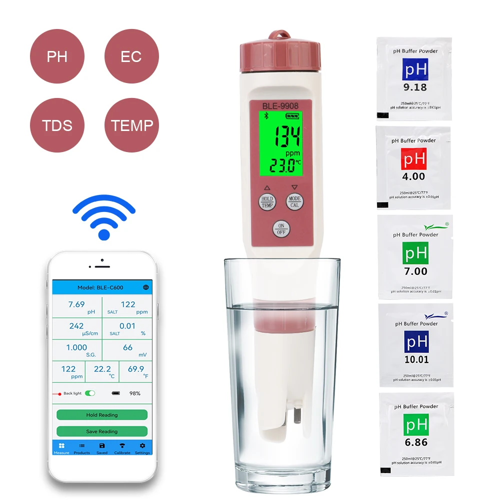 4 в 1 Temp EC TDS PH метр APP контроль для питьевой лаборатории аквариум Bluetooth онлайн BLE-9908 тестер качества воды
4 в 1 Temp EC TDS PH метр APP контроль для питьевой лаборатории аквариум Bluetooth онлайн BLE-9908 тестер качества воды