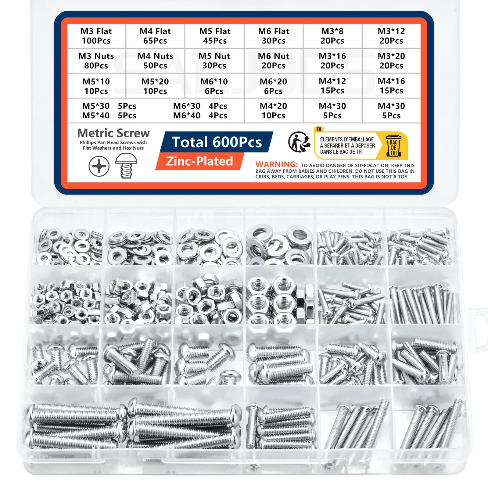 Набор крепежа SANJODS 600 шт., низкоуглеродистая сталь
Набор крепежа SANJODS 600 шт., низкоуглеродистая сталь