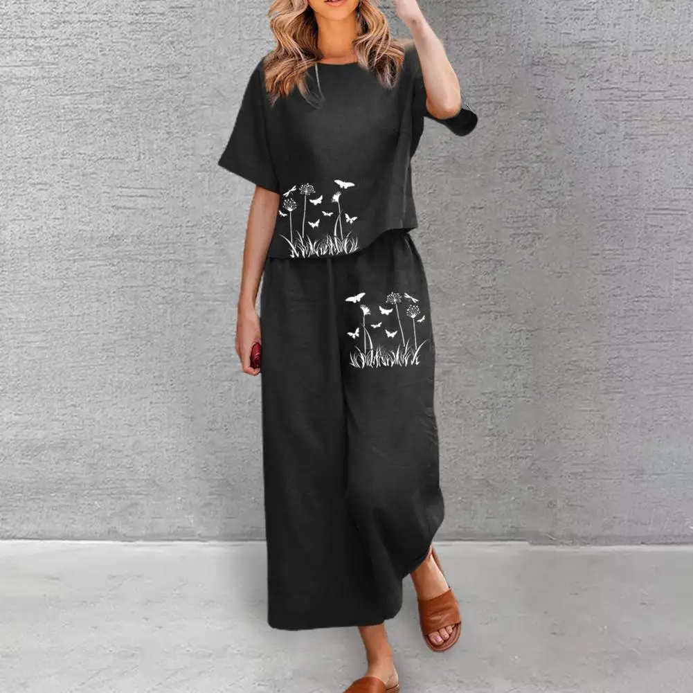 Женский спортивный костюм с принтом, футболка с коротким рукавом и круглым вырезом и широкие штаны, комплект из 2 предметов, повседневная Летняя одежда с эластичным поясом
Женский спортивный костюм с принтом, футболка с коротким рукавом и круглым вырезом и широкие штаны, комплект из 2 предметов, повседневная Летняя одежда с эластичным поясом