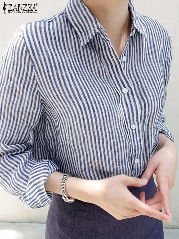 ZANZEA Fashion Casual Tops Female Stripe Printed Blouse Lapel Neck Long Sleeve Shirt Elegant Blusas Women Office Work Chemise
ZANZEA Fashion Casual Tops Female Stripe Printed Blouse Lapel Neck Long Sleeve Shirt Elegant Blusas Women Office Work Chemise
