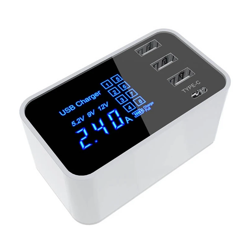 Устройство для быстрой зарядки с 4 портами USB/Type-C и светодиодным дисплеем 3,0
Устройство для быстрой зарядки с 4 портами USB/Type-C и светодиодным дисплеем 3,0