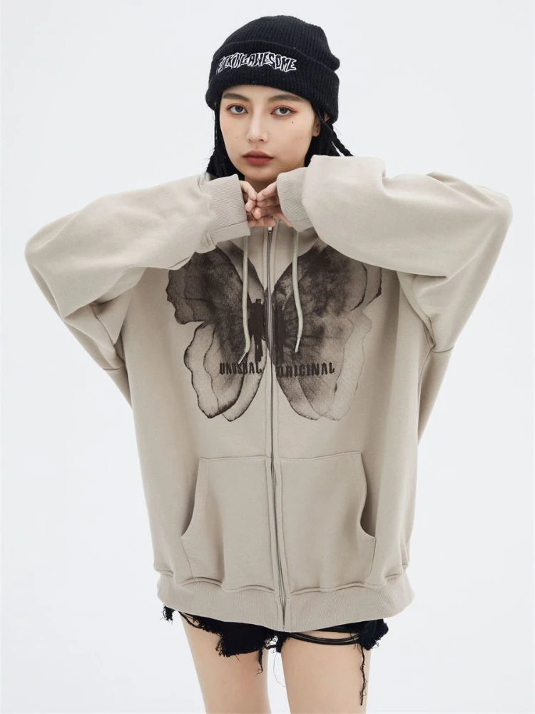 HOUZHOU Oversized Hoodies Zip Up Harajuku Vintage Butterfly Print Harajuku Loose Hooded Sweatshirt Streetwear Kpop Gothic Coat
HOUZHOU Oversized Hoodies Zip Up Harajuku Vintage Butterfly Print Harajuku Loose Hooded Sweatshirt Streetwear Kpop Gothic Coat