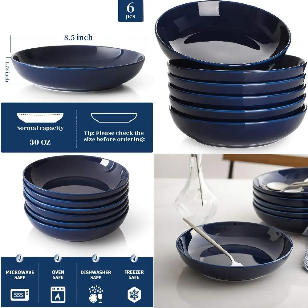 Luxurious 6 Piece Large Porcelain Serving Bowl Set for Pasta, Salad, Soup - 32 fl oz - Perfect For Serving Guests.
Luxurious 6 Piece Large Porcelain Serving Bowl Set for Pasta, Salad, Soup - 32 fl oz - Perfect For Serving Guests.