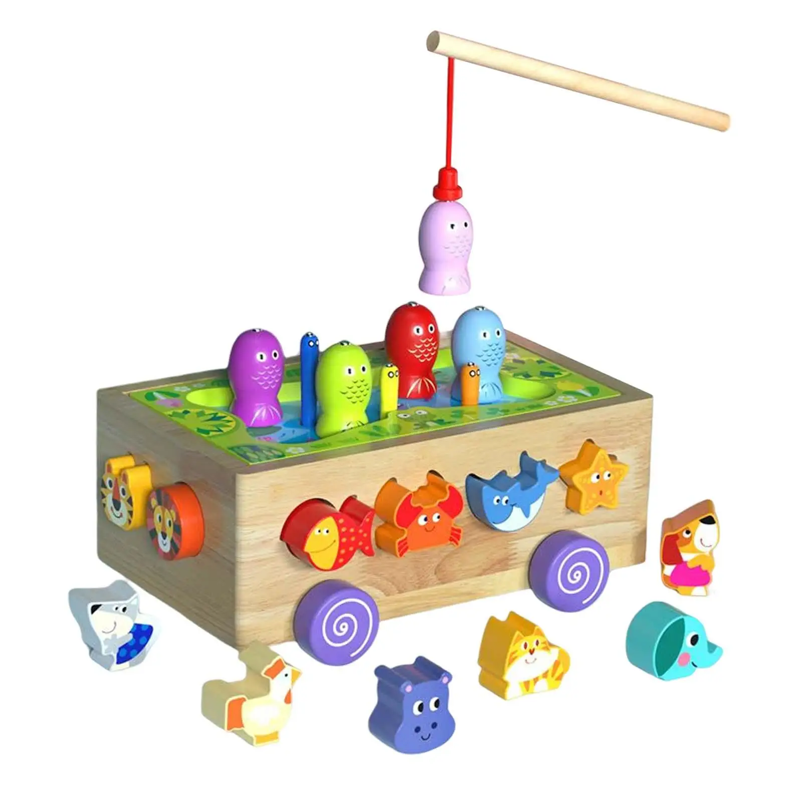 Shape Sorting and Matching Game Wooden Toy Montessori Developmental Toy Fising Game Color Shape Blocks Sorting for Ages 3+
Shape Sorting and Matching Game Wooden Toy Montessori Developmental Toy Fising Game Color Shape Blocks Sorting for Ages 3+