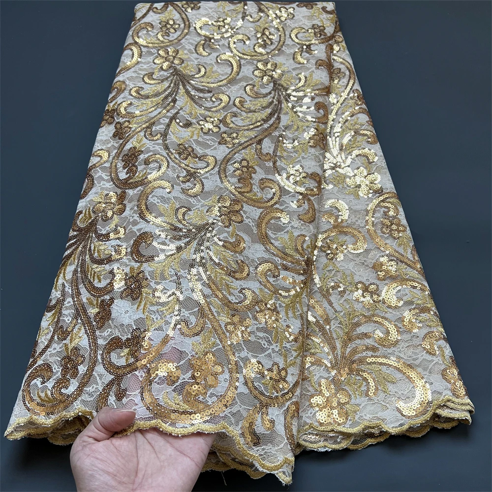 2023 Fashion African Lace Fabric Evening Dresses Brocade Embroidery For Sewing Nigerian Women Fabrics 5 Yards Sequins Cloth
2023 Fashion African Lace Fabric Evening Dresses Brocade Embroidery For Sewing Nigerian Women Fabrics 5 Yards Sequins Cloth