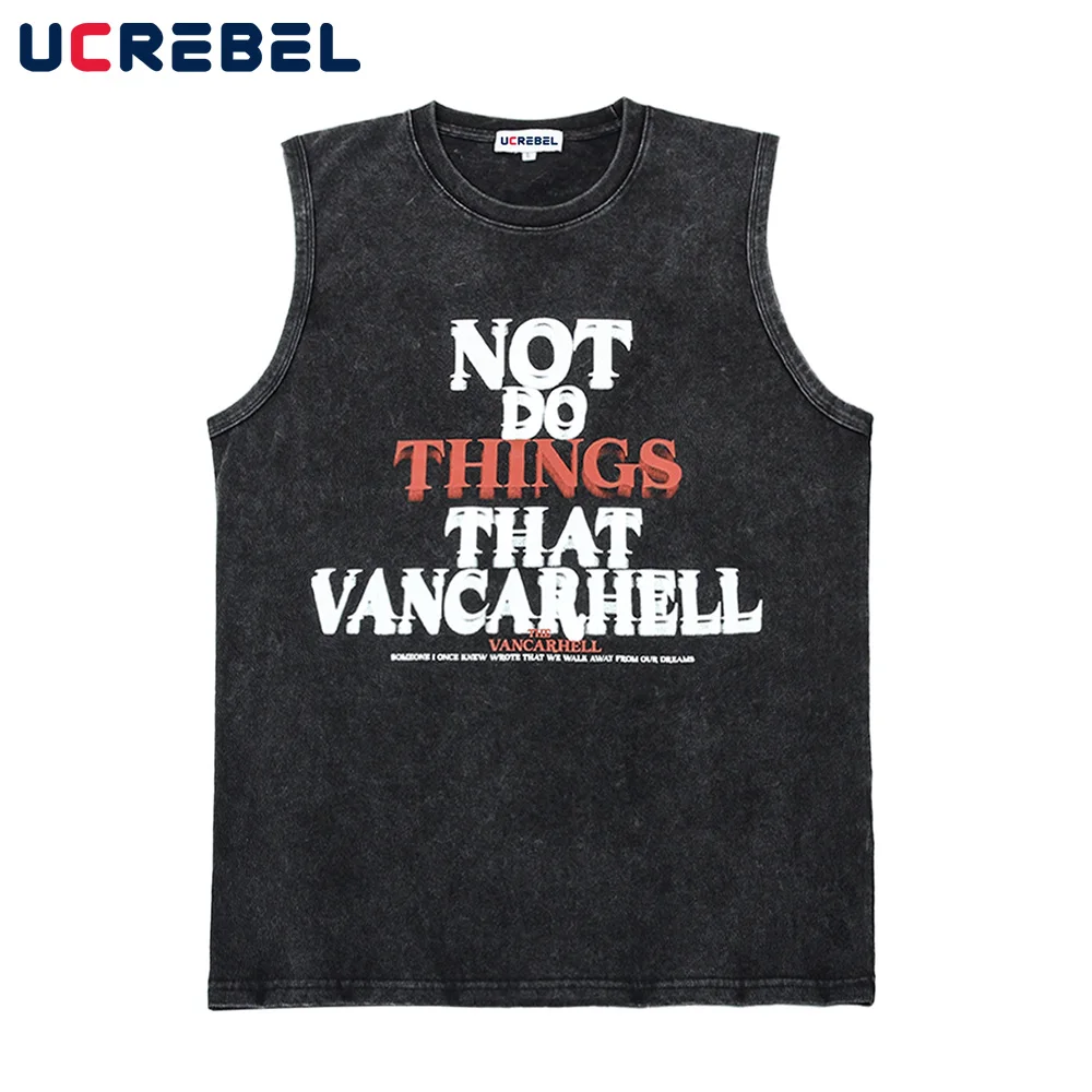 Washed Distressed Letter Print Sleeveless Vest Mens Summer Casual Sports Vest Streetwear Loose Dome Cotton Top Men
Washed Distressed Letter Print Sleeveless Vest Mens Summer Casual Sports Vest Streetwear Loose Dome Cotton Top Men