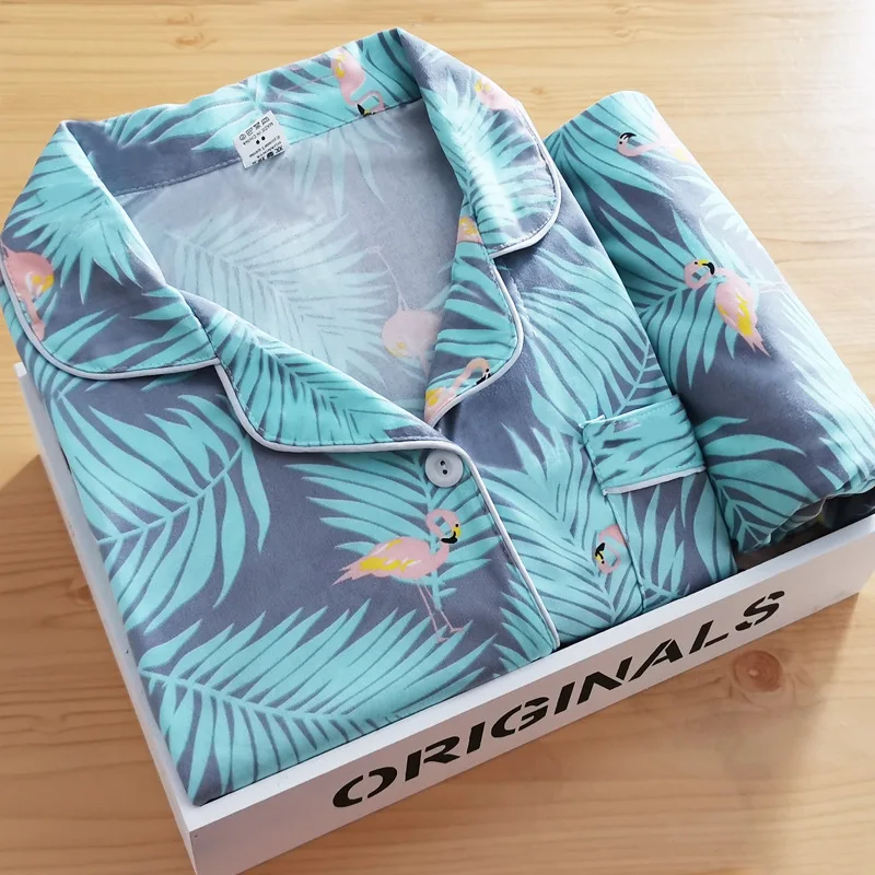 Женская пижама с принтом фламинго, кавайная одежда для сна, осенняя ночная рубашка, пижамный комплект для женщин, 2 предмета, милая Пижама, домашняя одежда 
Женская пижама с принтом фламинго, кавайная одежда для сна, осенняя ночная рубашка, пижамный комплект для женщин, 2 предмета, милая Пижама, домашняя одежда