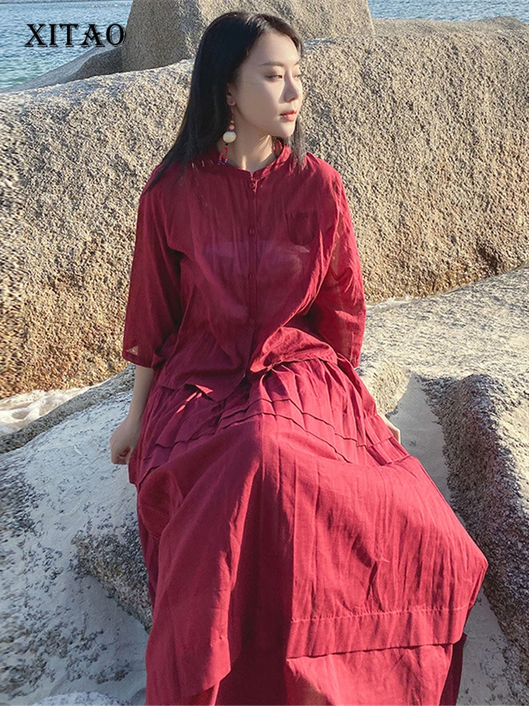 XITAO Pleated Skirt Fashion Women Elastic Waist Goddess Fan Solid Color Minority 2022 Patchwork Loose A Line Skirt WMD7250
XITAO Pleated Skirt Fashion Women Elastic Waist Goddess Fan Solid Color Minority 2022 Patchwork Loose A Line Skirt WMD7250