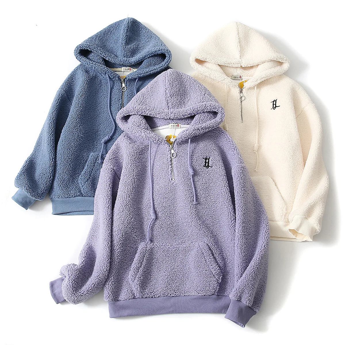 Women Winter Hooded Sweater Embroidered Lamb Vevelt Fleece Korean Version Half Zipper Letter Thick Coat Sweatshirts Zip Hoodie
Women Winter Hooded Sweater Embroidered Lamb Vevelt Fleece Korean Version Half Zipper Letter Thick Coat Sweatshirts Zip Hoodie