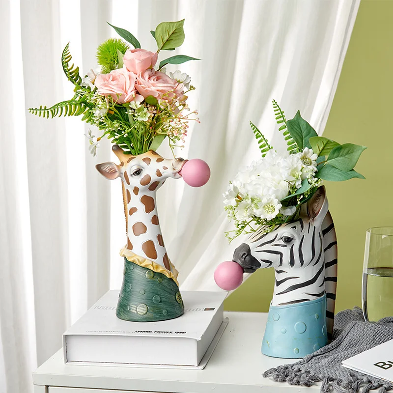 Creative Resin Cartoon Animal Head Vase Flower Pot Bubble Gum Children's Room Decoration Simulation Animal Creative Crafts Deco
Creative Resin Cartoon Animal Head Vase Flower Pot Bubble Gum Children's Room Decoration Simulation Animal Creative Crafts Deco