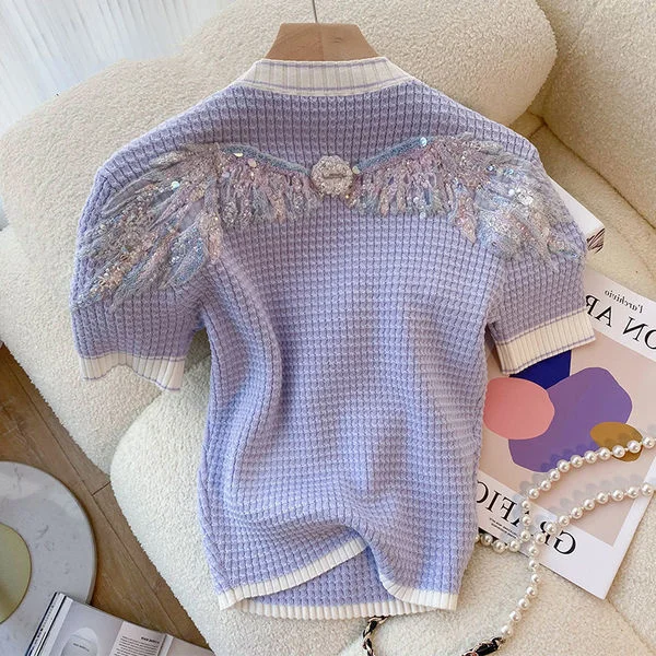 OMCHION Korean Shirt 2022 New Sweet Embroidered Wings Blue Short Sleeved Sweater Women's Summer Casual Elegant Pink Knitted Top
OMCHION Korean Shirt 2022 New Sweet Embroidered Wings Blue Short Sleeved Sweater Women's Summer Casual Elegant Pink Knitted Top