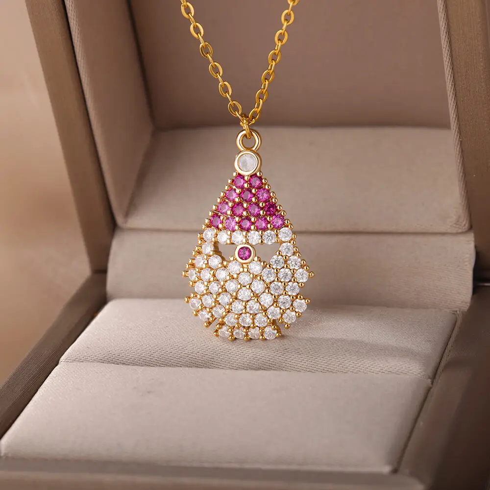 Christmas Tree Necklace Gift for Child Women Trend Stainless Steel Shiny Crystal Hat Charm Choker Santa Pendant Jewelry Ornament
Christmas Tree Necklace Gift for Child Women Trend Stainless Steel Shiny Crystal Hat Charm Choker Santa Pendant Jewelry Ornament