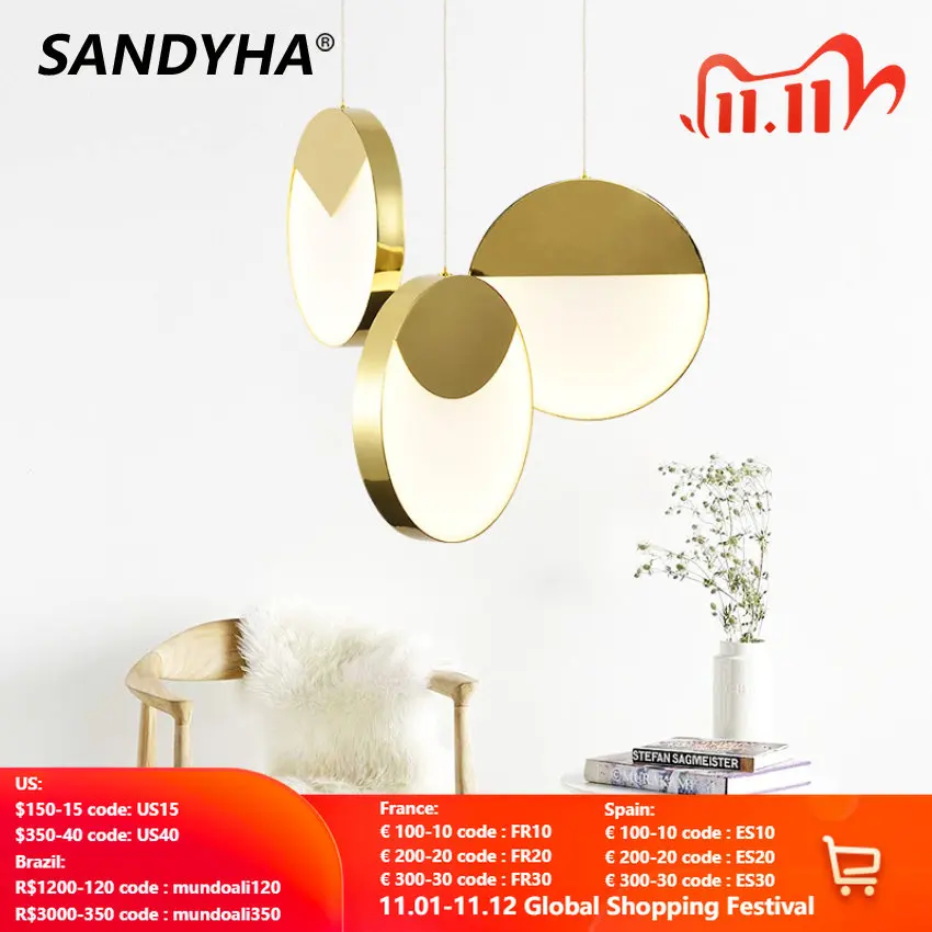 SANDYHA Modern Small Led Pendant Light Gold Decor Hanging Lamp Bar Bedside Dining Bedroom Restaurant Round Luminaire Chandeliers
SANDYHA Modern Small Led Pendant Light Gold Decor Hanging Lamp Bar Bedside Dining Bedroom Restaurant Round Luminaire Chandeliers
