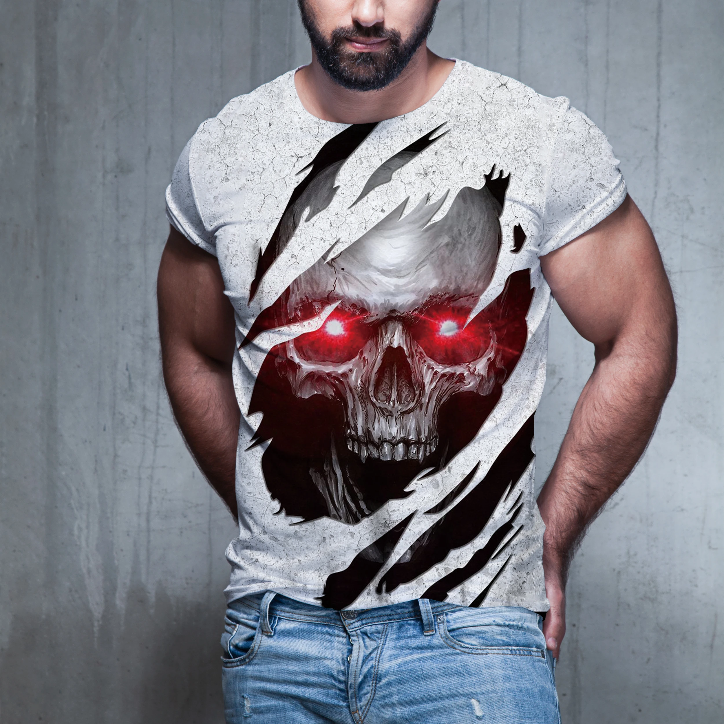 Vintage 3d Skull Print T-shirt for Men Casual O-neck Short-sleeved Tops Fashion Comfortable Loose Hip-hop Punk Men's Summer New
Vintage 3d Skull Print T-shirt for Men Casual O-neck Short-sleeved Tops Fashion Comfortable Loose Hip-hop Punk Men's Summer New