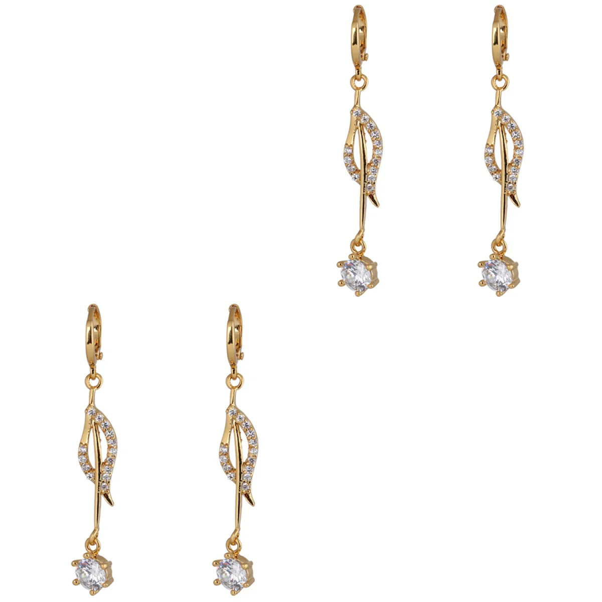 2 Pairs Zircon Earrings Simple Hollow Hanging Ear Rings Ear Studs Jewelry Decor (Gold)
2 Pairs Zircon Earrings Simple Hollow Hanging Ear Rings Ear Studs Jewelry Decor (Gold)