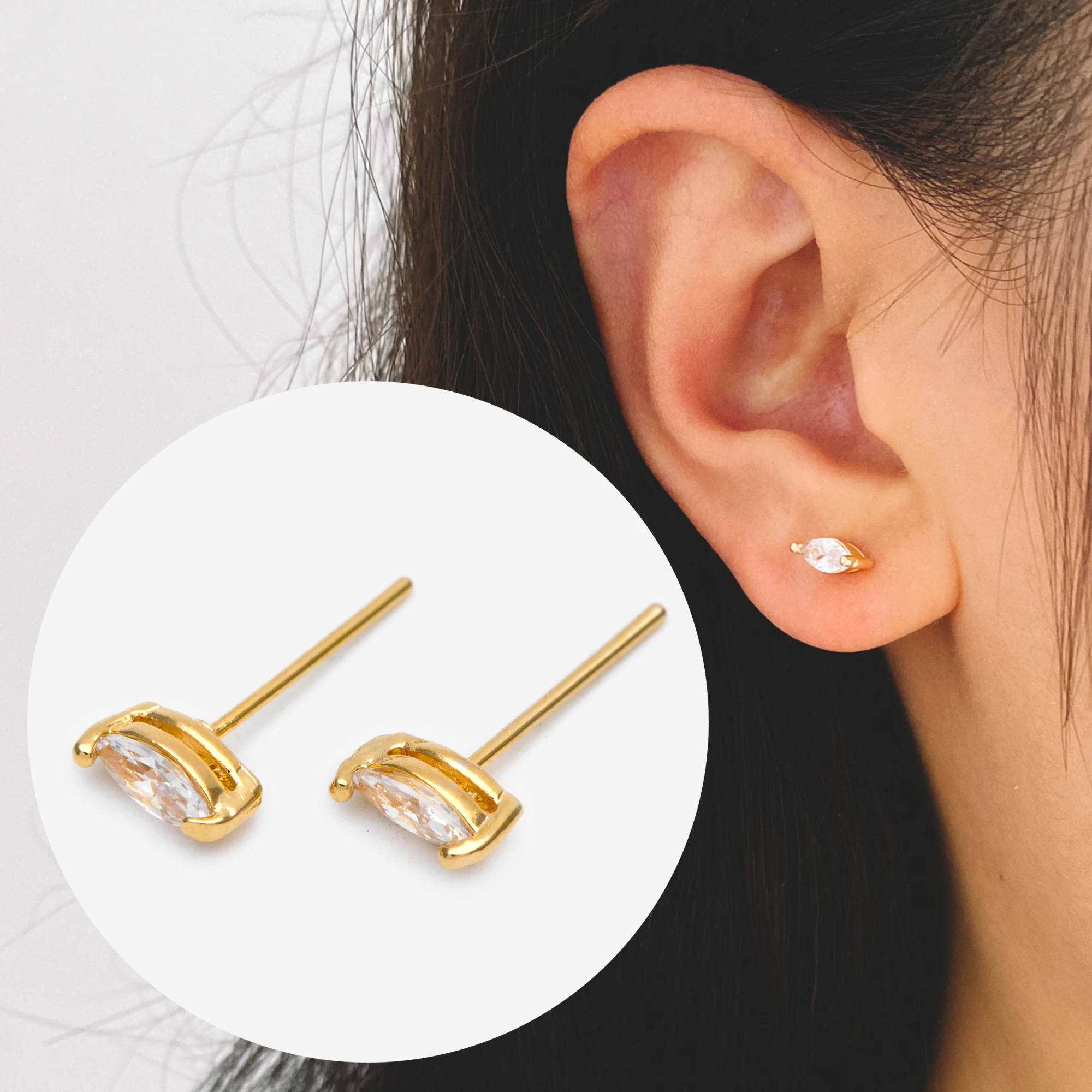 10pcs Horse Eye CZ Ear Post 7.2x3.2mm, Gold Plated Brass Stud Earrings (#GB-1723)
10pcs Horse Eye CZ Ear Post 7.2x3.2mm, Gold Plated Brass Stud Earrings (#GB-1723)