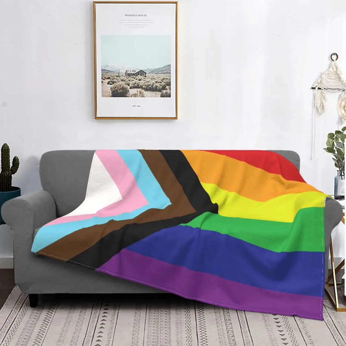 

LGBT Ultra-Soft Fleece Gay Pride Rainbow Flag LGBTQ Throw Blanket Warm Flannel Lesbian Bisexual Blankets for Bed Couch Quilt