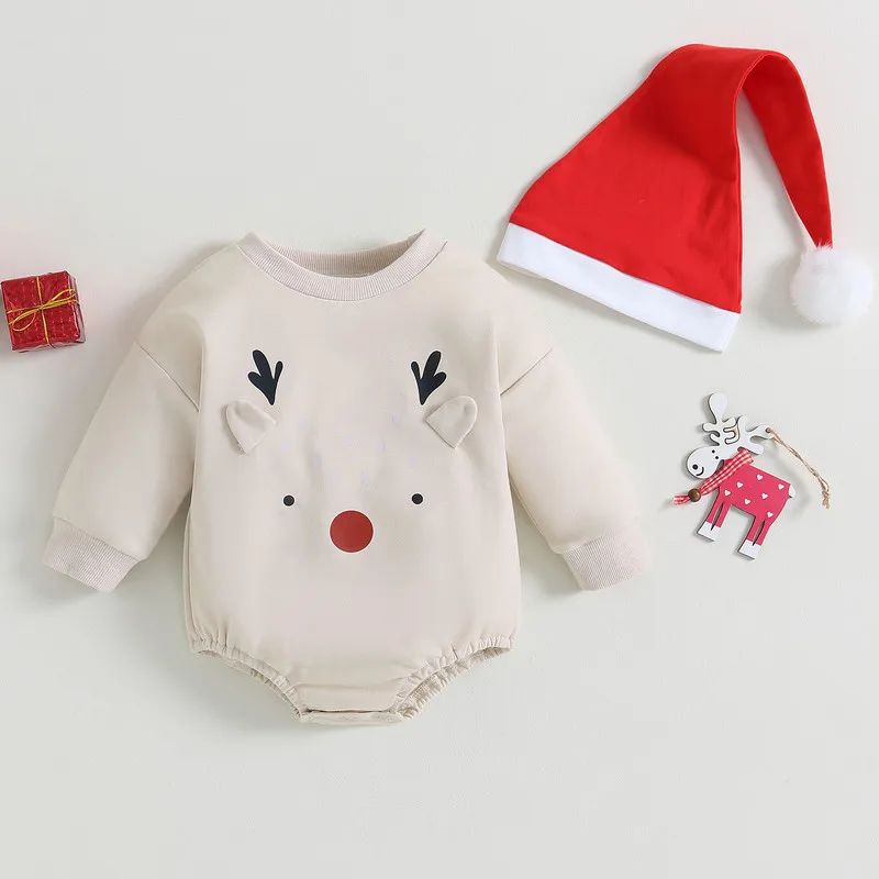 Christmas Newborn Baby Girl Boy Bodysuit Autumn Clothes Outfit Long Sleeve Elk Print Jumpsuit with Hat 2-piece Outfit Baby Items
Christmas Newborn Baby Girl Boy Bodysuit Autumn Clothes Outfit Long Sleeve Elk Print Jumpsuit with Hat 2-piece Outfit Baby Items