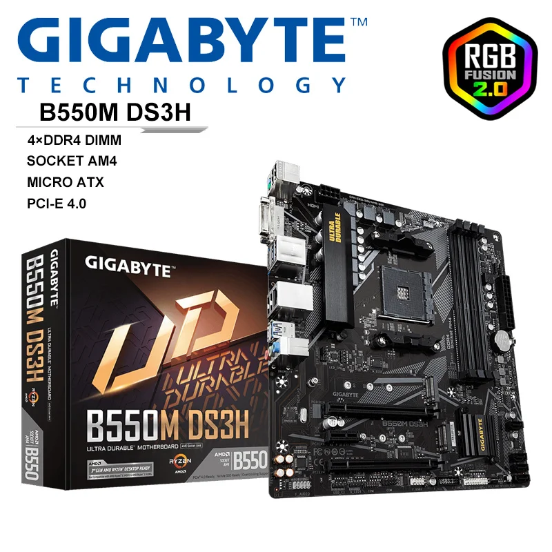Micro ATX Motherboard for Gigabyte B550M DS3H PCI-E4.0 SATA3 M.2 DDR4 4733 OC AMD B450 Motherboard Support Ryzen 7 5800 AM4 CPU
Micro ATX Motherboard for Gigabyte B550M DS3H PCI-E4.0 SATA3 M.2 DDR4 4733 OC AMD B450 Motherboard Support Ryzen 7 5800 AM4 CPU