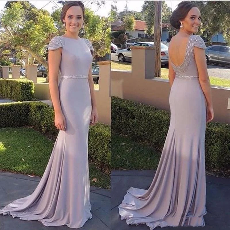 Light Purple Mother Of The Bride Dresses Beading Belt Mermaid O-Neck Cap Sleeve BacklessElegant Mother Gowns For Wedding Party
Light Purple Mother Of The Bride Dresses Beading Belt Mermaid O-Neck Cap Sleeve BacklessElegant Mother Gowns For Wedding Party