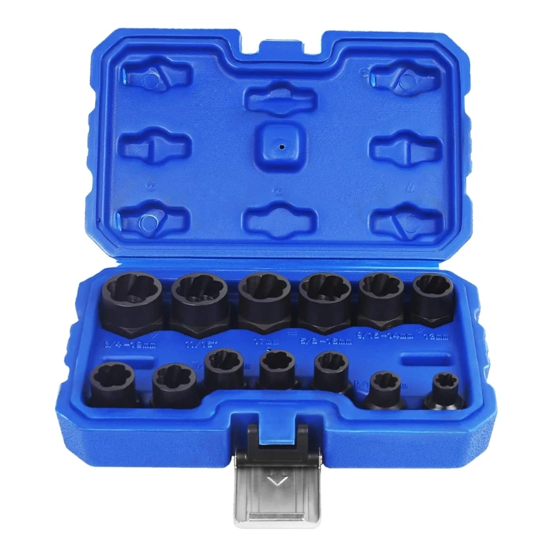 Set of 13 Impact Nut Remover Broken Nut Removal Tool with Blue Storage Box Drop Shipping
Set of 13 Impact Nut Remover Broken Nut Removal Tool with Blue Storage Box Drop Shipping