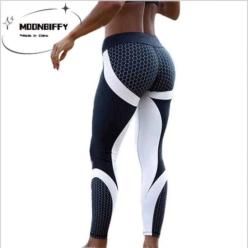 

S-XL Women Printed Fitness Leggings Sporting Workout Legging Polyester Leggins Honeycomb Digital Activewear Leggings Sports Pant
