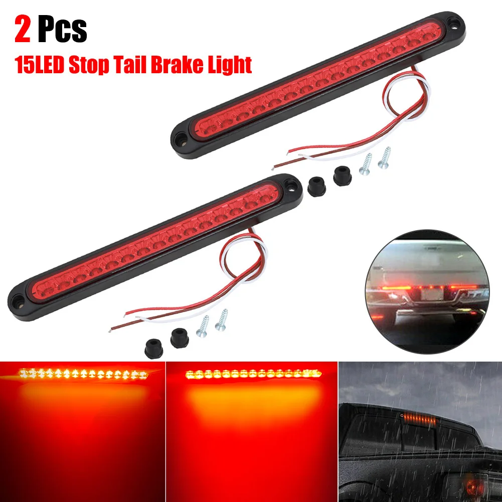 2Pcs Car LED Brake Light Bar 15 LED Marker Light Tail Light Bar Rear Signal Lights Stop Warning Light Universal 24V 12V Red
2Pcs Car LED Brake Light Bar 15 LED Marker Light Tail Light Bar Rear Signal Lights Stop Warning Light Universal 24V 12V Red