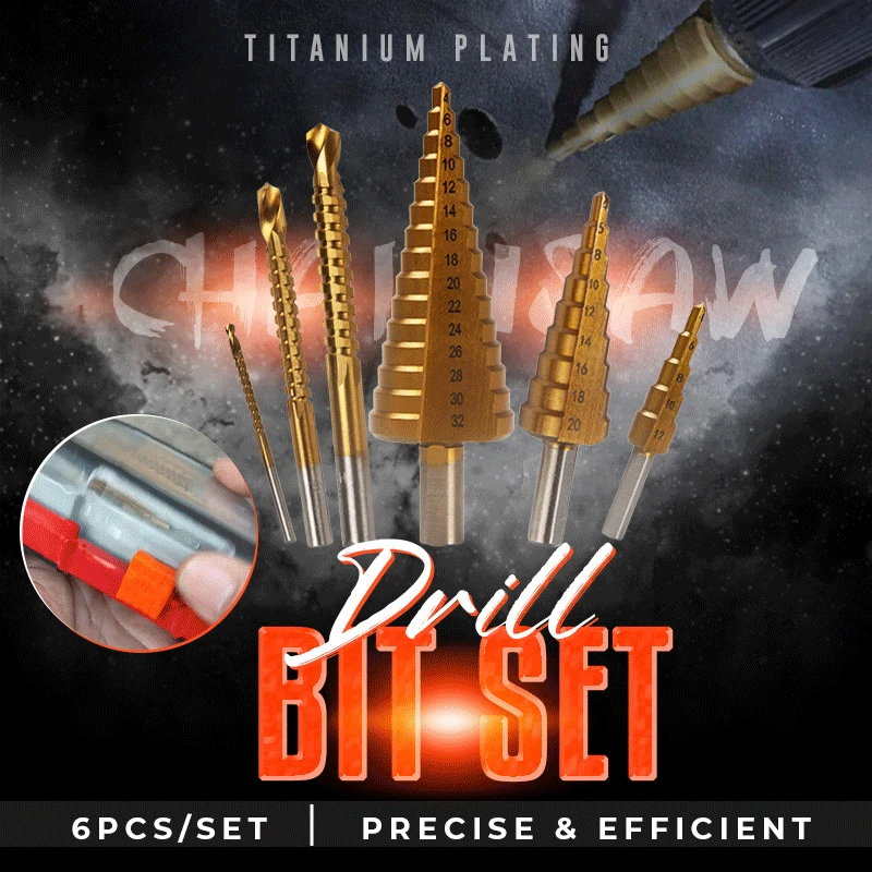 6Pcs Titanium Plating Drill Bit Set Triangular Wood Metal shank HSS step drill bit woodworking hole opener Dropshipping
6Pcs Titanium Plating Drill Bit Set Triangular Wood Metal shank HSS step drill bit woodworking hole opener Dropshipping