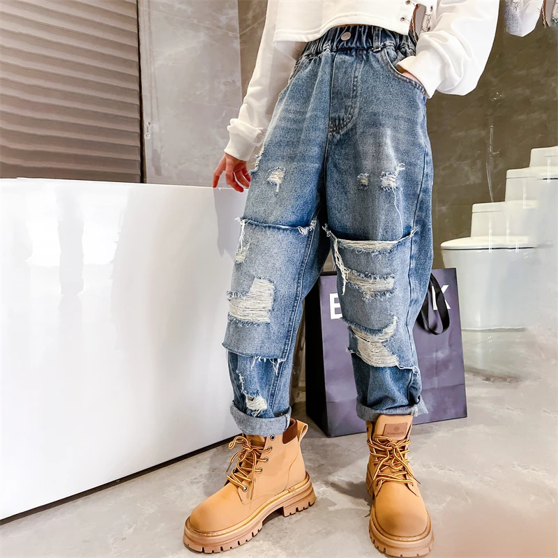 New arrival Children's Pants for girls Jeans Patchwork ripped denim Pants High Waist Denim Trousers 10 11 12 years Kids clothing
New arrival Children's Pants for girls Jeans Patchwork ripped denim Pants High Waist Denim Trousers 10 11 12 years Kids clothing