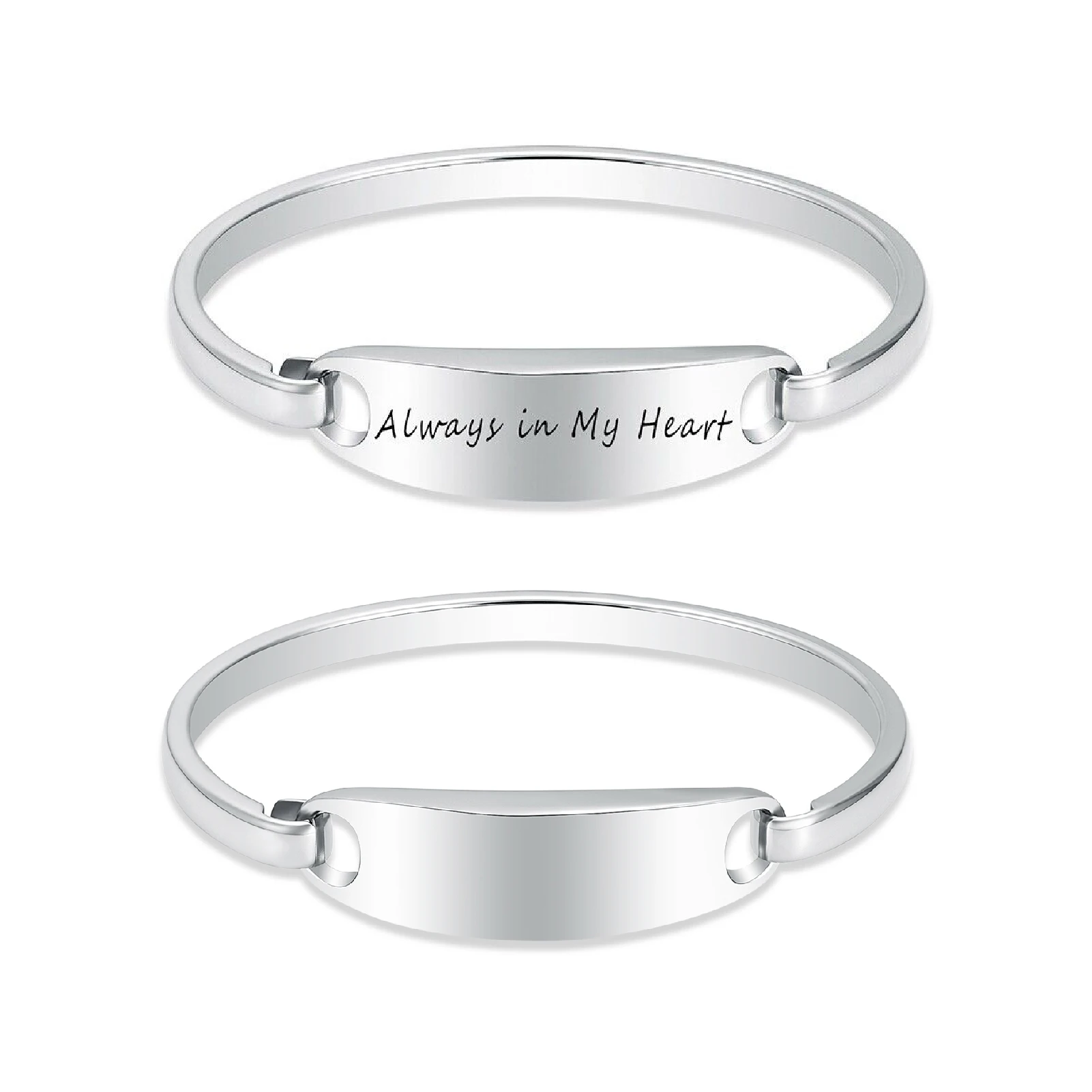 

Stainless Steel Cremation Urn Bracelet For Pet/Human Ashes Memorial Bangle Customized "Always in My Heart" Women's Keepsake