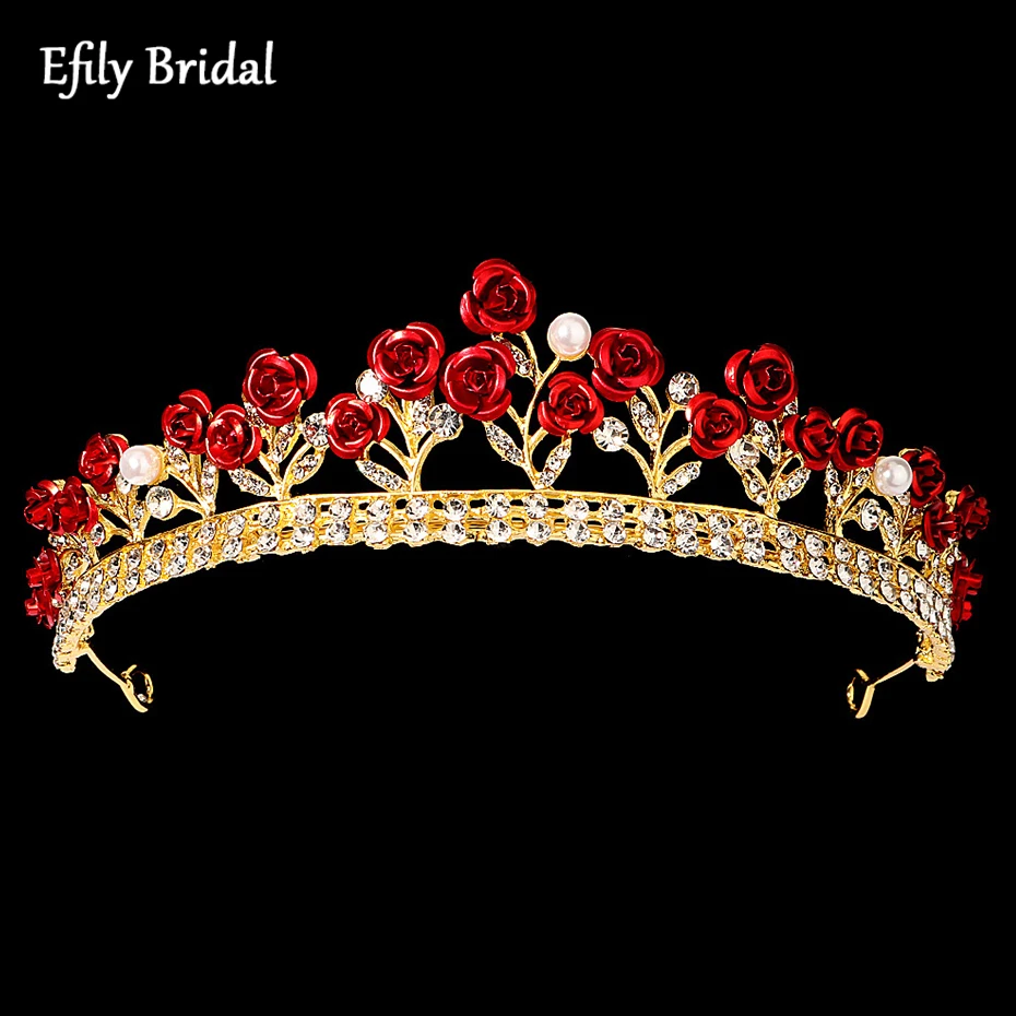 Vintage Red Rose Crown Flower Tiara Headband Wedding Bridal Hair Accessories Pearl Rhinestone Headpiece Women Jewelry Crown Gift
Vintage Red Rose Crown Flower Tiara Headband Wedding Bridal Hair Accessories Pearl Rhinestone Headpiece Women Jewelry Crown Gift