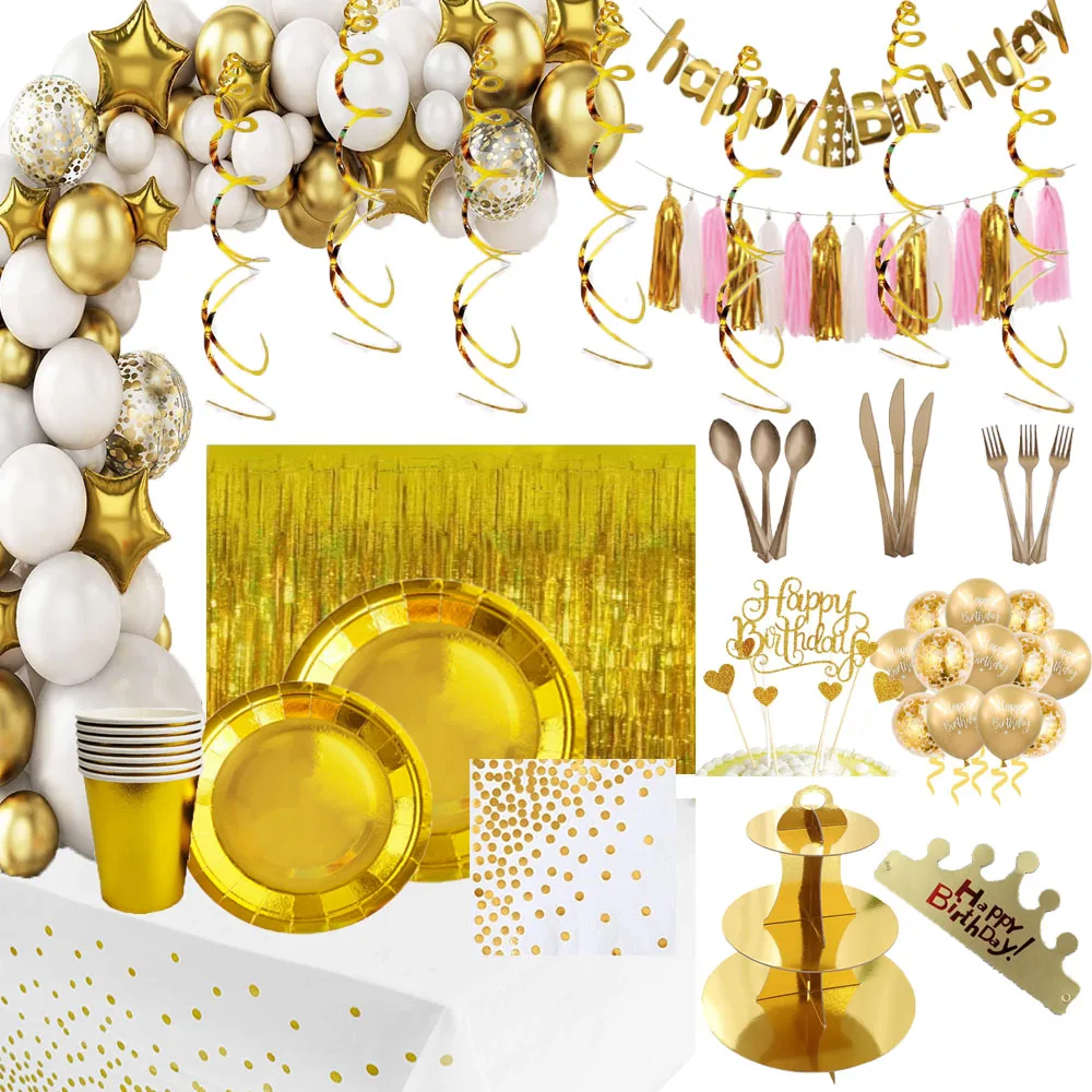 Gold Disposable Paper Plates Cups Straw Napkins Cakestand Tableware Sets for Adult Kids Birthday Party Supplies Gold Theme Decor
Gold Disposable Paper Plates Cups Straw Napkins Cakestand Tableware Sets for Adult Kids Birthday Party Supplies Gold Theme Decor