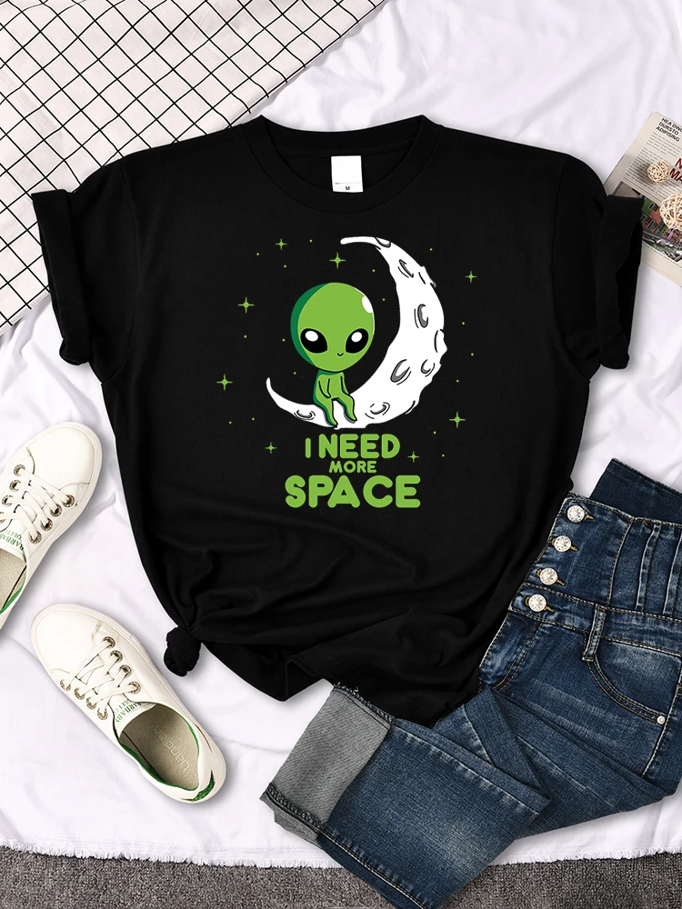 Женская футболка с надписью I Need More Space Green Alien топ мультяшным рисунком модная