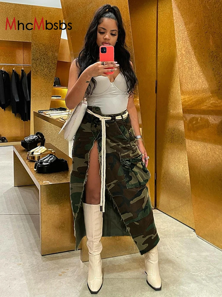 High Waist Camouflage Split Midi Skirts Women Casual Loose Safari Style Long Skirt 2022 Summer Harajuku Boho Y2K Clothes
High Waist Camouflage Split Midi Skirts Women Casual Loose Safari Style Long Skirt 2022 Summer Harajuku Boho Y2K Clothes