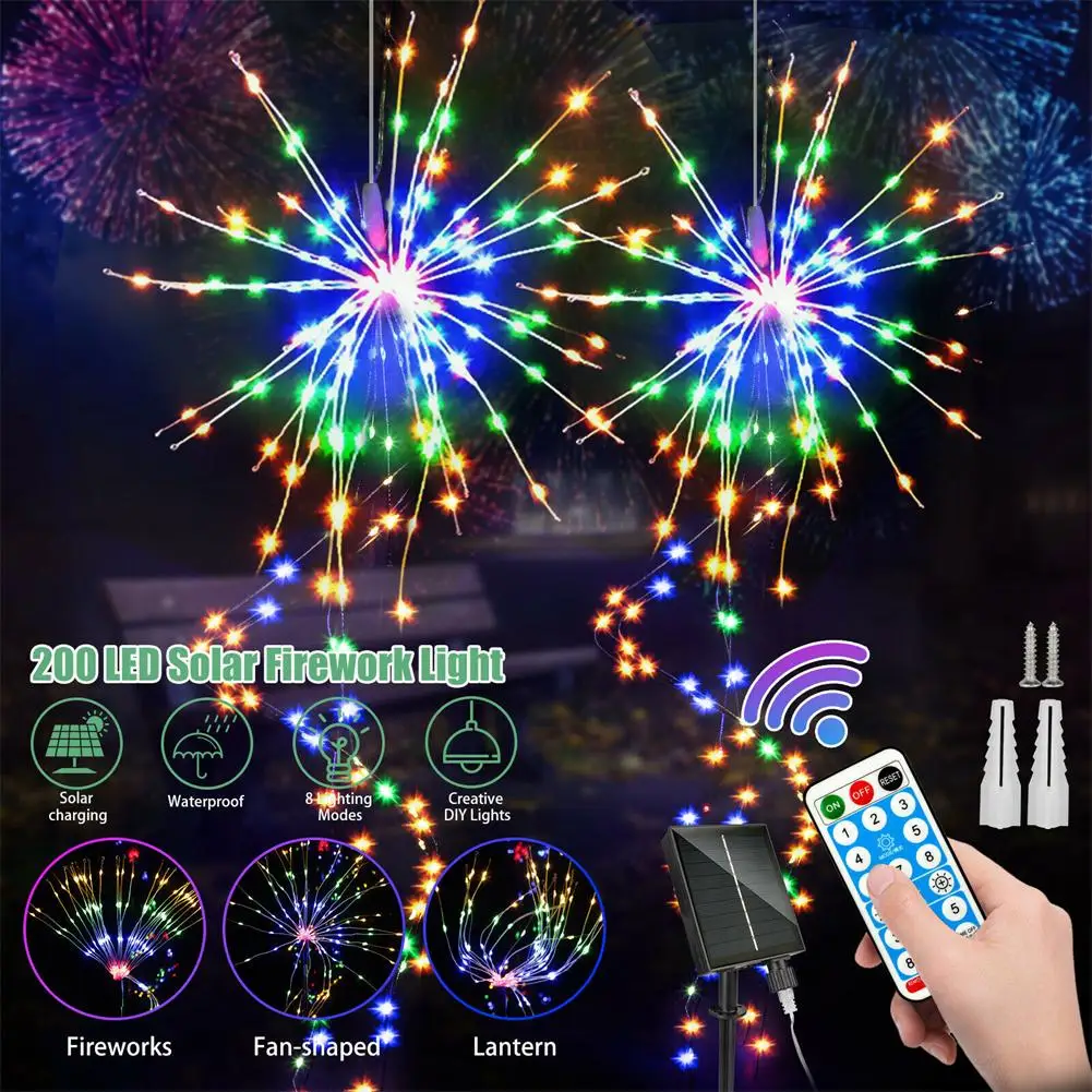 200 Led Outdoor Solar Fireworks Light 8 Modes Waterproof Colorful Garden Decoration Lamp For Backyards Lawns
200 Led Outdoor Solar Fireworks Light 8 Modes Waterproof Colorful Garden Decoration Lamp For Backyards Lawns
