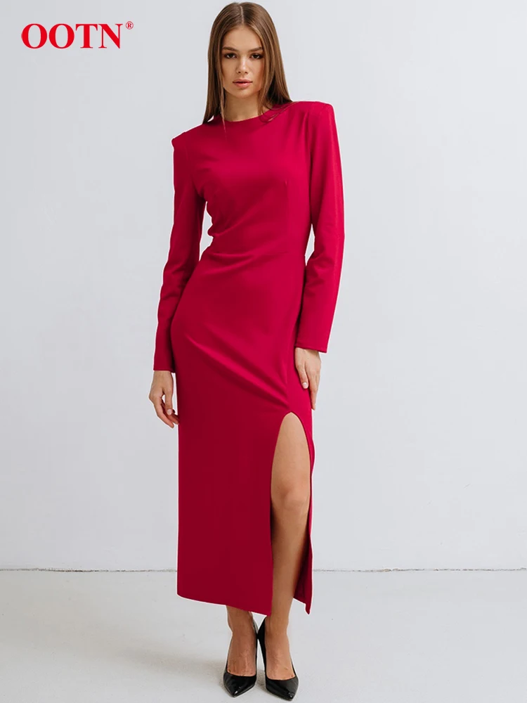 Женское платье с высокой талией OOTN, Красное длинное платье с разрезом и круглым вырезом, Осеннее Черное вечернее платье с длинным рукавом, 2023
Женское платье с высокой талией OOTN, Красное длинное платье с разрезом и круглым вырезом, Осеннее Черное вечернее платье с длинным рукавом, 2023