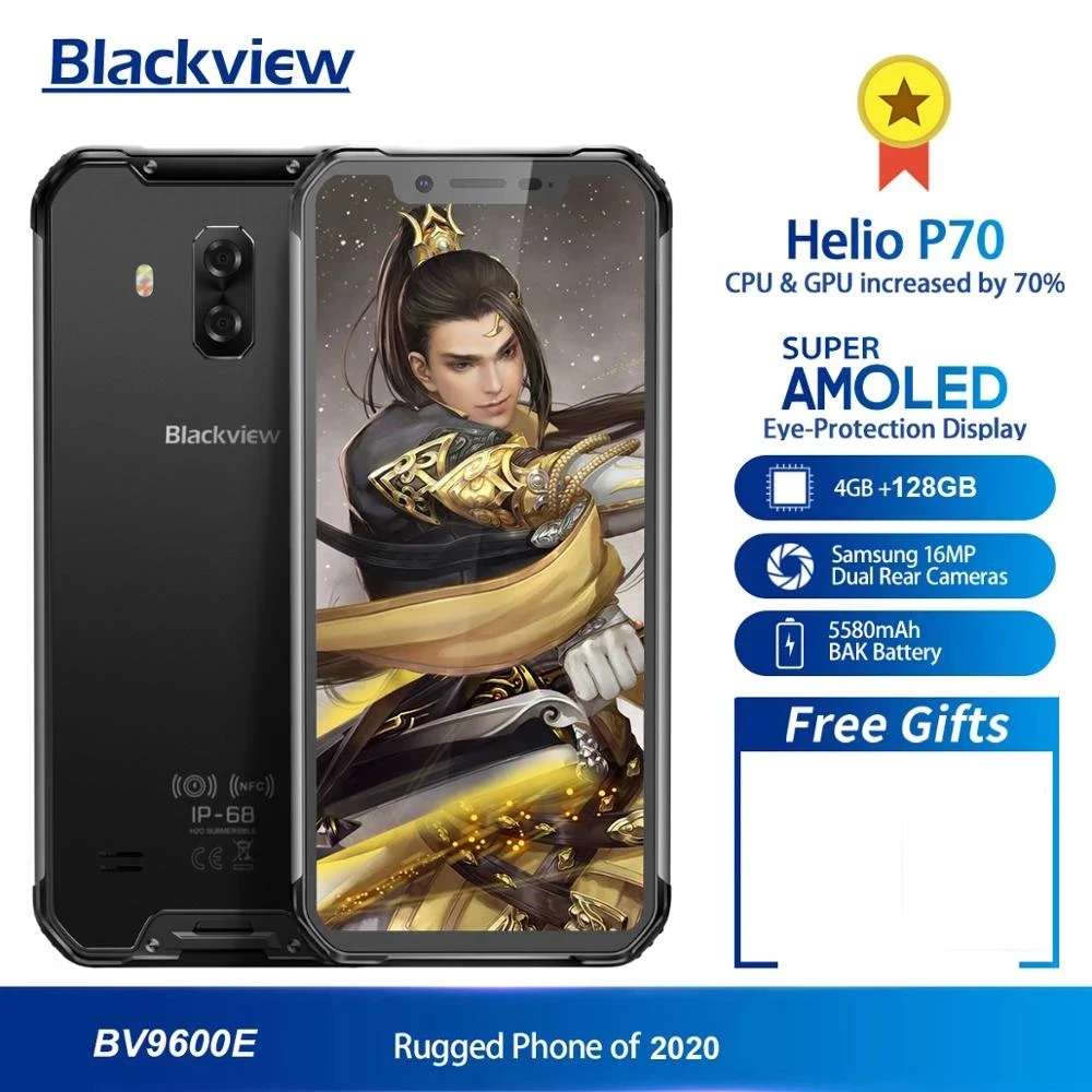 

Blackview BV9600E IP68 Waterproof Smartphone 6.21" 4GB RAM 128GB ROM Helio P70 Octa Core Android 9.0 5580mAh Rugged Mobile Phone