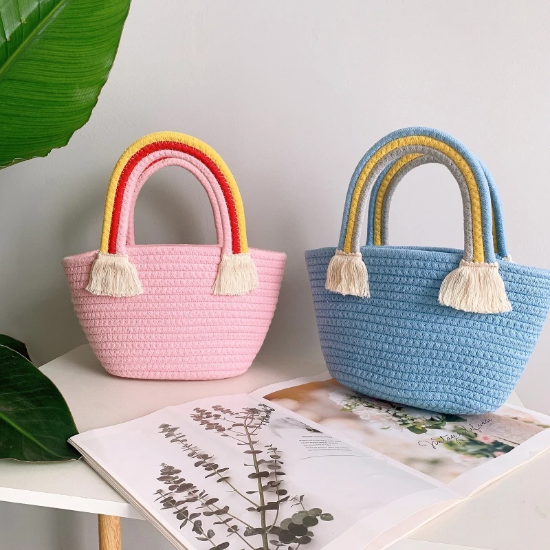 Handwoven Rainbow Cloud Bag Handbag with Handle Tote Storage Bags for Women Girl Seaside Holiday Beach Supplies Girlfriend A0KF
Handwoven Rainbow Cloud Bag Handbag with Handle Tote Storage Bags for Women Girl Seaside Holiday Beach Supplies Girlfriend A0KF