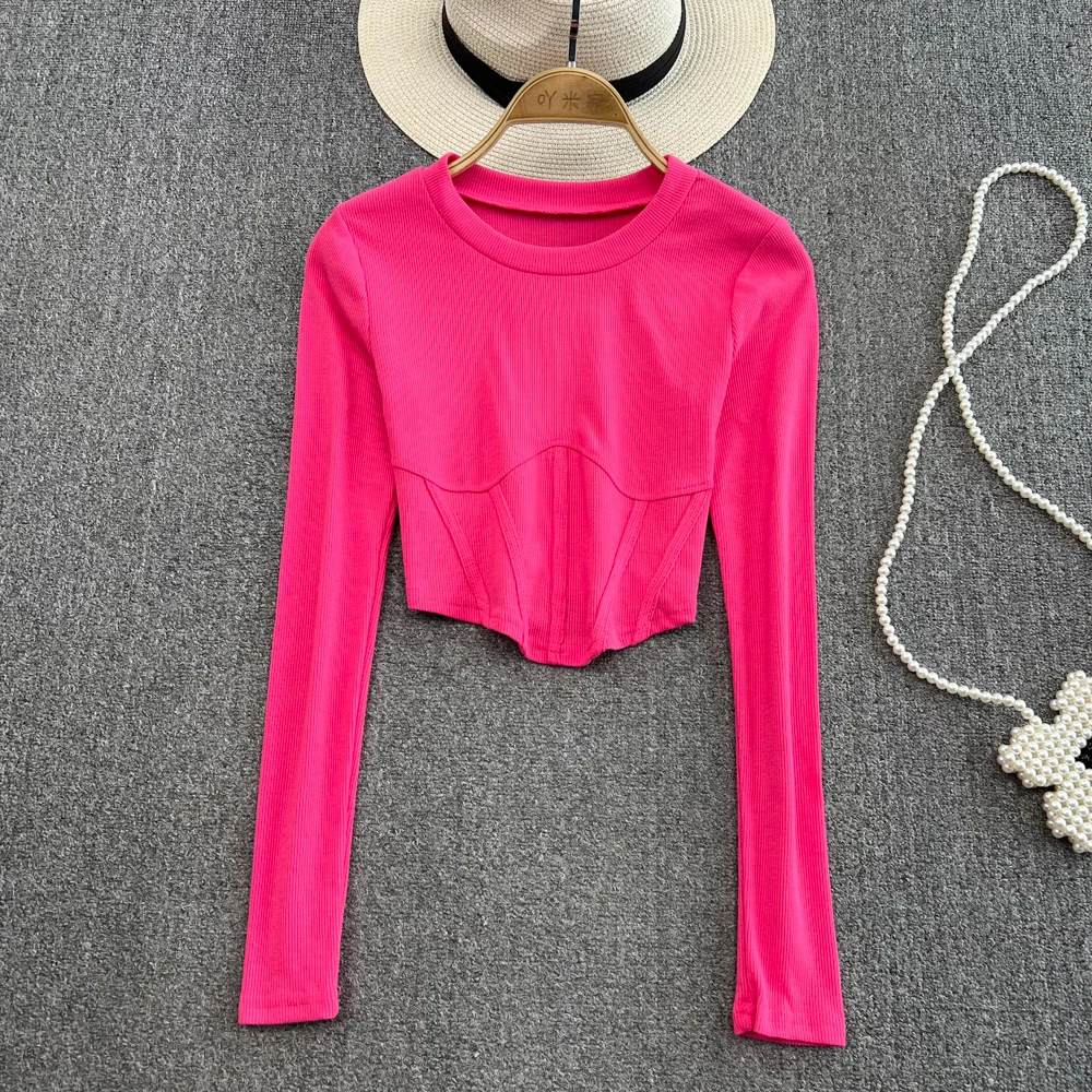 Chic Skinny Irregular Tshirt Sexy Ribbed Slim T Shirt Korean Fashion Tees Long Sleeve High Waist Women Spring Autumn Crop Top
Chic Skinny Irregular Tshirt Sexy Ribbed Slim T Shirt Korean Fashion Tees Long Sleeve High Waist Women Spring Autumn Crop Top