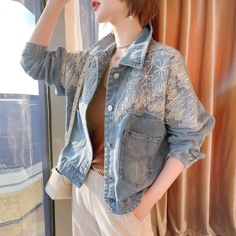 Spring and Autumn Denim Jacket Women Jean Coat Streetwear Harajuku Vintage Basic Outerwear Popular All-match Short Jacket Q358
Spring and Autumn Denim Jacket Women Jean Coat Streetwear Harajuku Vintage Basic Outerwear Popular All-match Short Jacket Q358