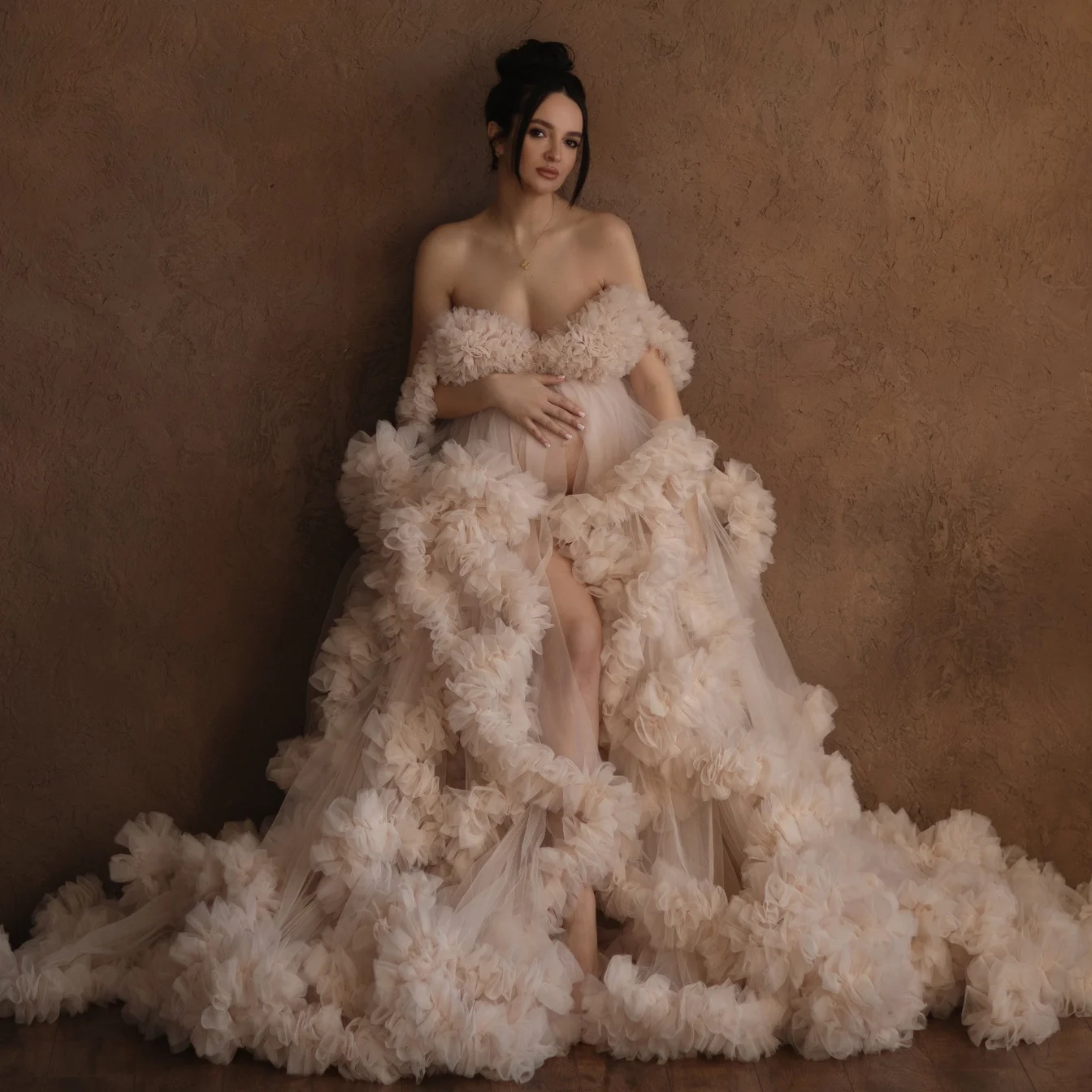 Bohemian Maternity Dress for Photo Shoot Tulle Prom Dresses Women Tiered Ruffles Baby Shower Gowns Front Split vestido de novia
Bohemian Maternity Dress for Photo Shoot Tulle Prom Dresses Women Tiered Ruffles Baby Shower Gowns Front Split vestido de novia