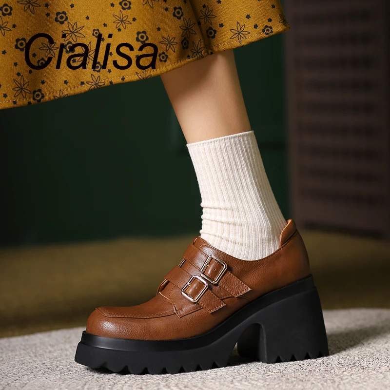Туфли Cialisa женские демисезонные, натуральная кожа, лоферы на платформе, повседневная обувь на массивном каблуке, с пряжкой, коричневые
Туфли Cialisa женские демисезонные, натуральная кожа, лоферы на платформе, повседневная обувь на массивном каблуке, с пряжкой, коричневые