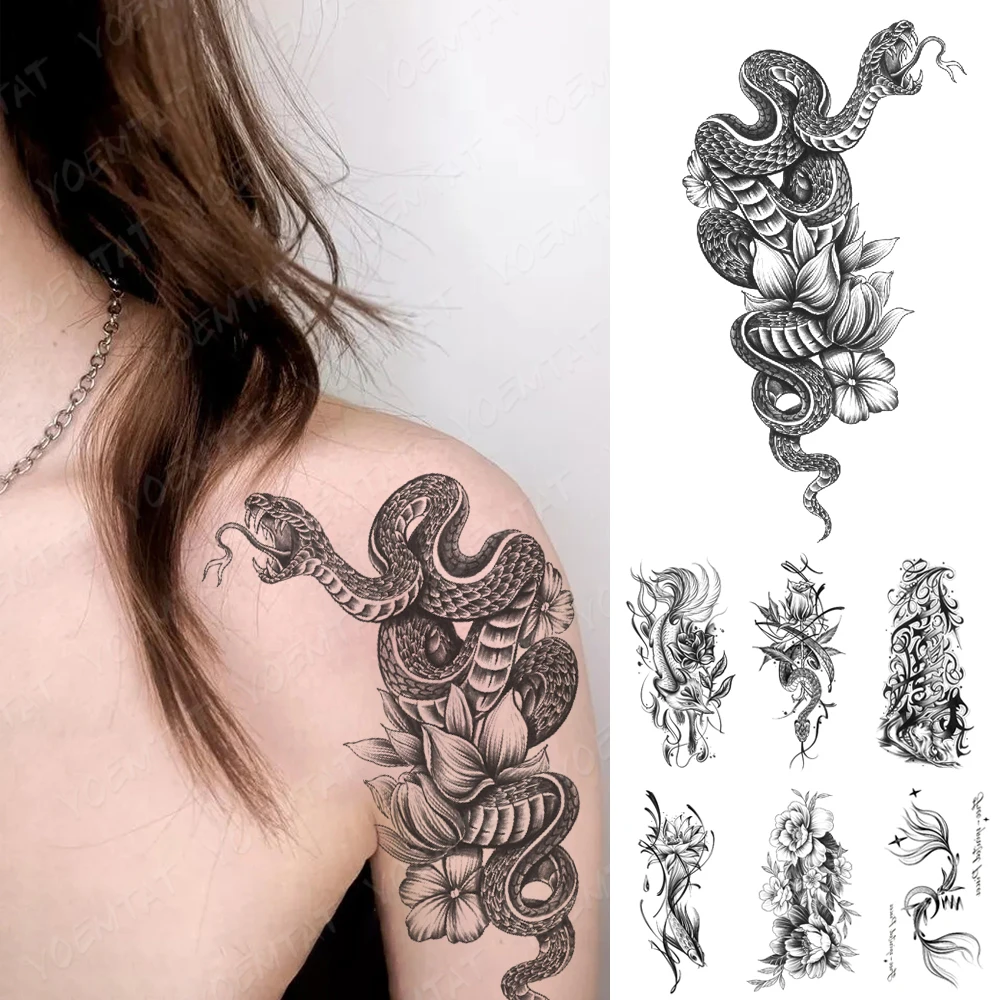 Waterproof Temporary Tattoo Sticker Black Snake Cobra Flower Fox Totem Festival Tatoo Women Arm Sleeve Fake Tato Body Art Men
Waterproof Temporary Tattoo Sticker Black Snake Cobra Flower Fox Totem Festival Tatoo Women Arm Sleeve Fake Tato Body Art Men