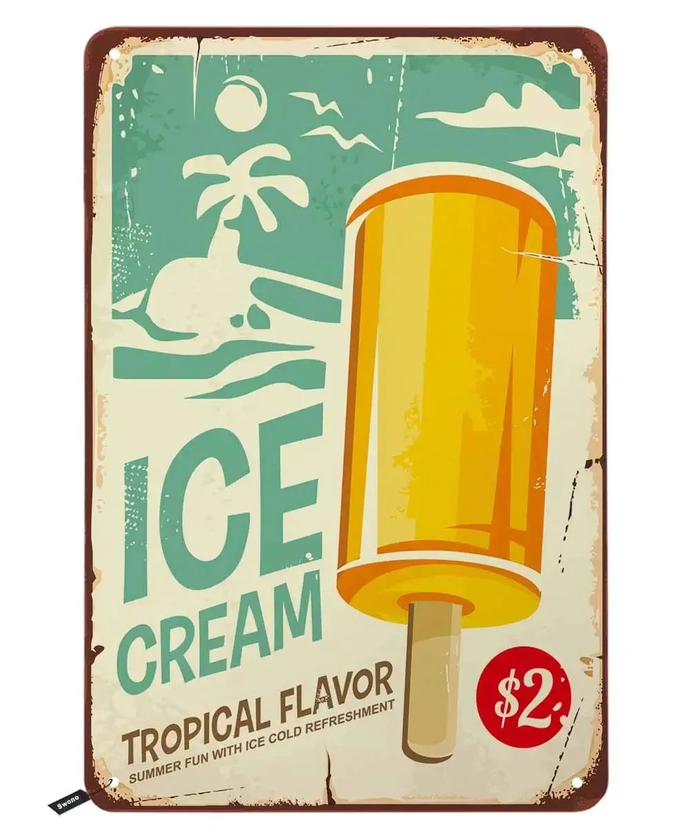 Ice Cream Tin Signs,Tropical Flavor Summer Fun with Ice Cold Refreshment Vintage Metal Tin Sign for Men Women,Wall Decor
Ice Cream Tin Signs,Tropical Flavor Summer Fun with Ice Cold Refreshment Vintage Metal Tin Sign for Men Women,Wall Decor