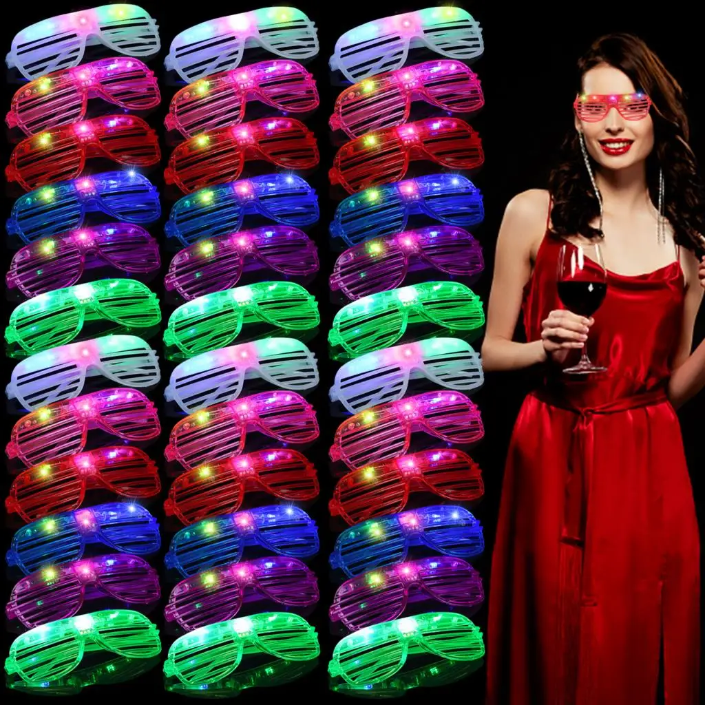 48pcs LED Glasses Light Up Glasses 6 Color Neon Rave Glasses Shutter Shades for rave parties 3 Mode Color Changing 
48pcs LED Glasses Light Up Glasses 6 Color Neon Rave Glasses Shutter Shades for rave parties 3 Mode Color Changing