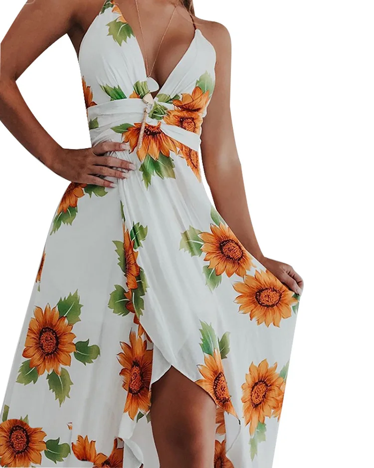 2023 New Women's Halter Printed Irregular Large Swing Dress Sunflower Printed Mid Mid-length Dress Sleeveless Bohemian Dress
2023 New Women's Halter Printed Irregular Large Swing Dress Sunflower Printed Mid Mid-length Dress Sleeveless Bohemian Dress