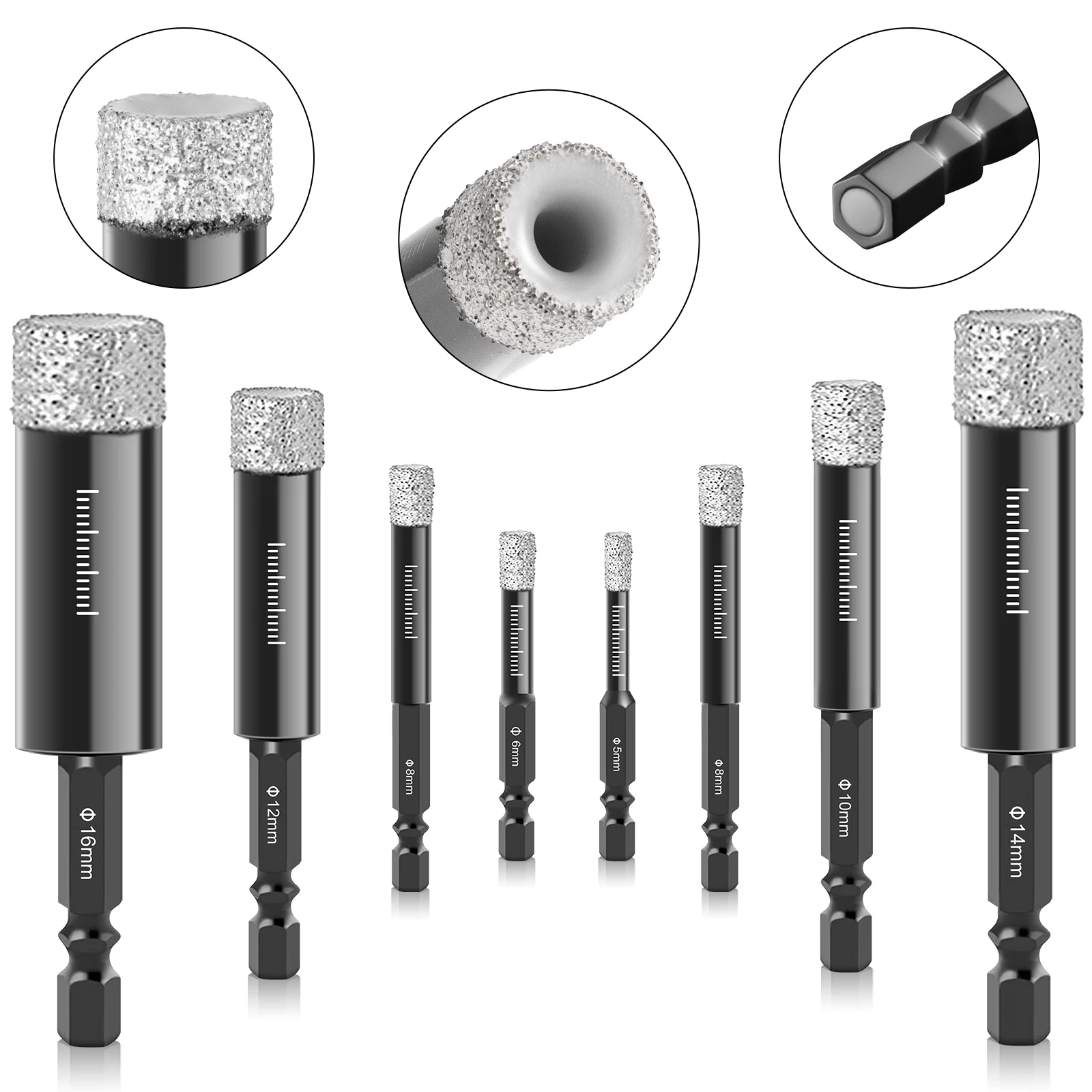 

Hex Shank Vacuum Brazing Bit Diamond Core Drill Bits , Dry Ceramic Tile Drill Bit for Granite Ceramic Glass Stone Brick Marble