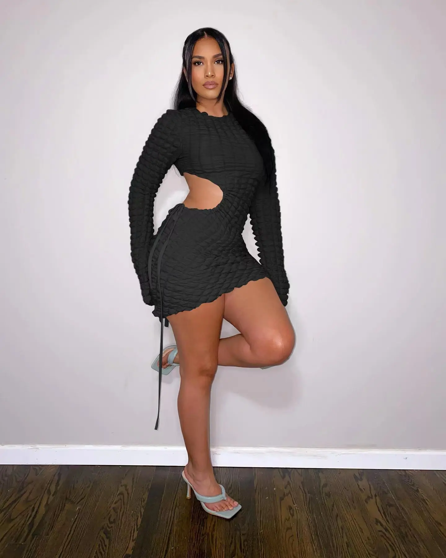 Summer Women Sexy Hollow Out Long Sleeve Dress Fashion Seersucker Drawstring Bodycon Stretch Dress
Summer Women Sexy Hollow Out Long Sleeve Dress Fashion Seersucker Drawstring Bodycon Stretch Dress