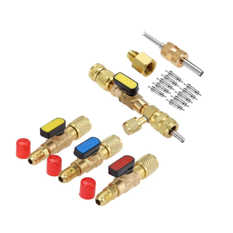 1 Set Brass R410A Refrigerant Straight Ball Valves SAE Valve & 1 Set R410A R22 Valve Core Remover Installer Tool
1 Set Brass R410A Refrigerant Straight Ball Valves SAE Valve & 1 Set R410A R22 Valve Core Remover Installer Tool